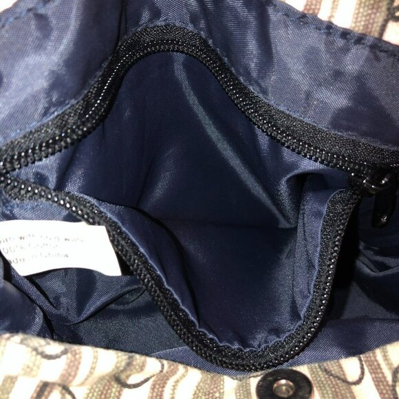 Kavu Pink Gray Striped Crossbody Strap Pockets Casual Canvas Sling Bag Purse - Picture 15 of 16